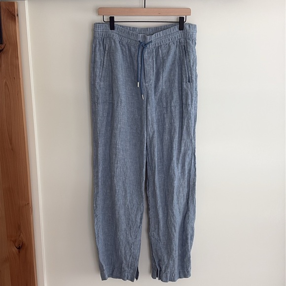 TALL Athleta Retreat Linen Chambray Blue Wide Leg Pant - Picture 5 of 11